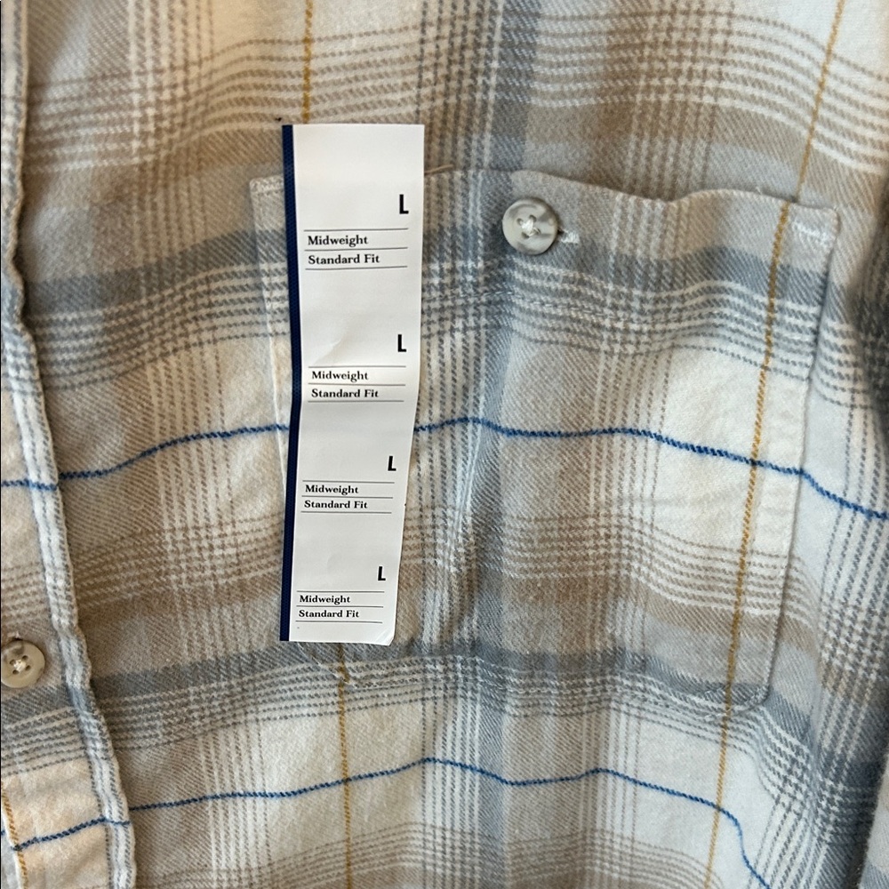 Goodfellow & Co Cream and Gray Plaid Shirt size Large - Picture 3 of 5